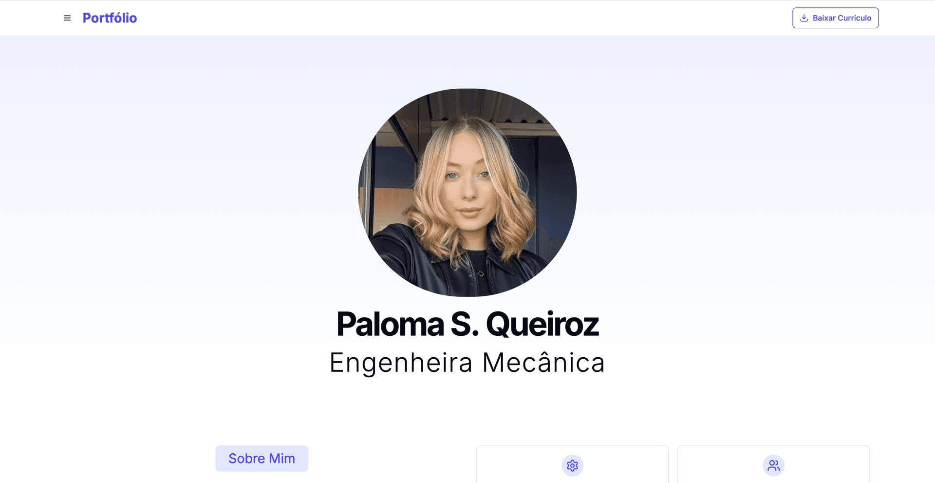 Portfolio website for mechanical engineer Paloma S. Queiroz