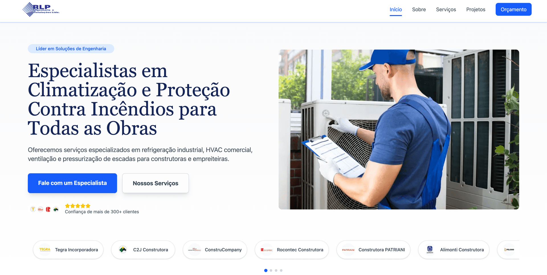 Website institucional RLP Engenharia